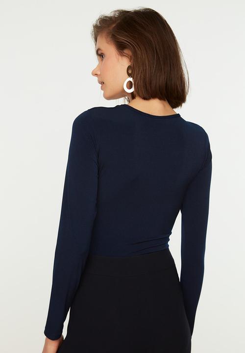 Trendyol - Collar detailed knitted bodysuit - navy