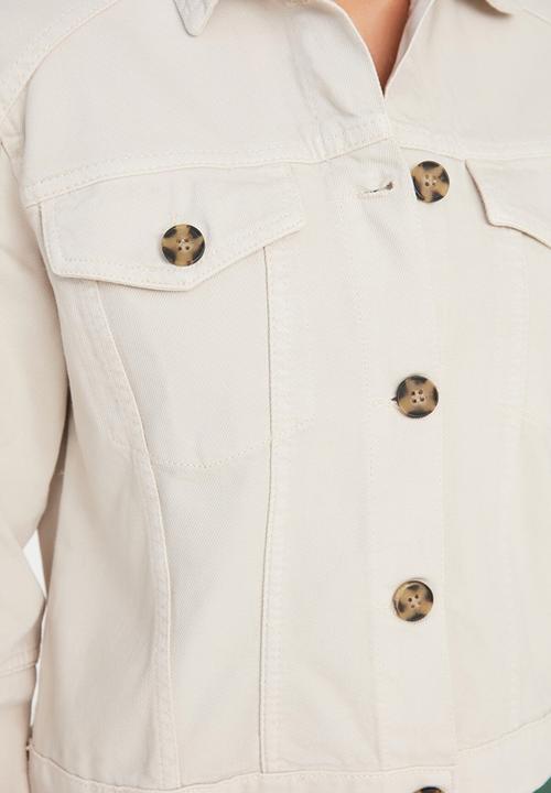 Trendyol - Button detailed denim jacket  - ecru