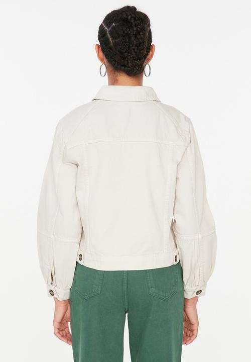 Trendyol - Button detailed denim jacket  - ecru