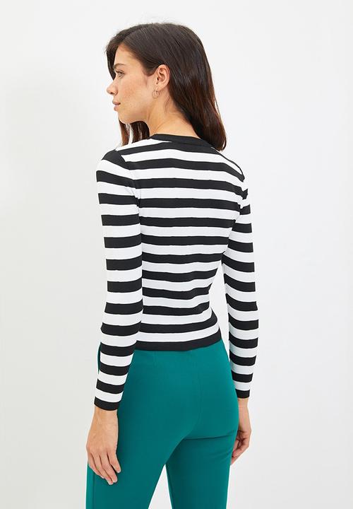 Trendyol - Striped knitwear sweater - black