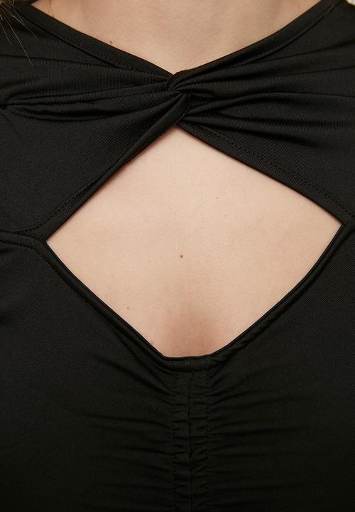 Trendyol - Ruched front bodysuit  - black