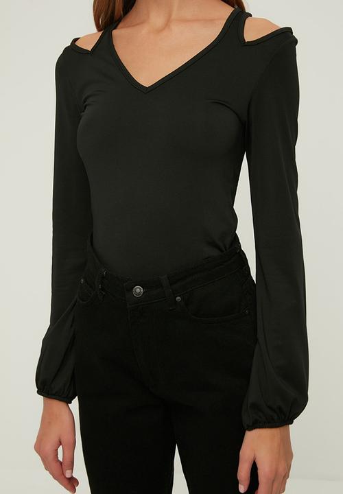 Trendyol - Cut out knitted bodysuit  - black