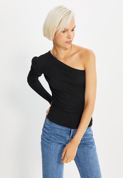 Trendyol - One-shoulder tee - black