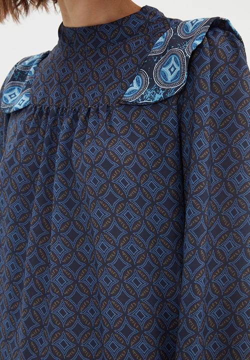 Trendyol - Belted frilly dress - navy