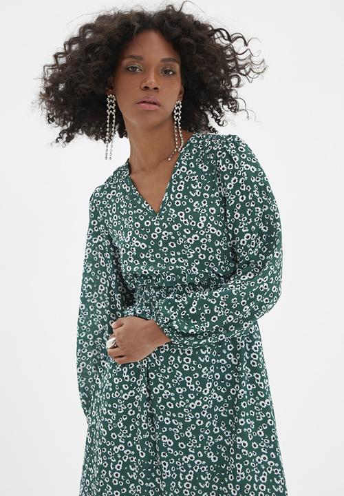 Trendyol - Patterned gipe detailed dress  - green