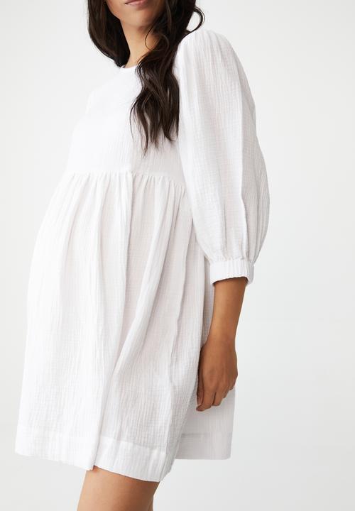 Cotton On - Maternity cheese cloth smock sleeved dress - white