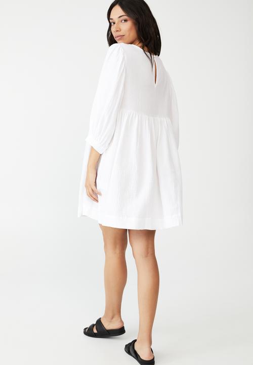 Cotton On - Maternity cheese cloth smock sleeved dress - white