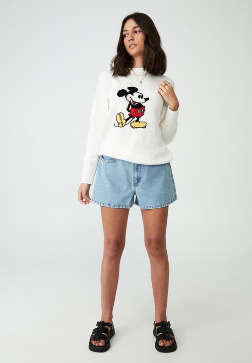 Cotton On - Mickey intarsia pullover - white