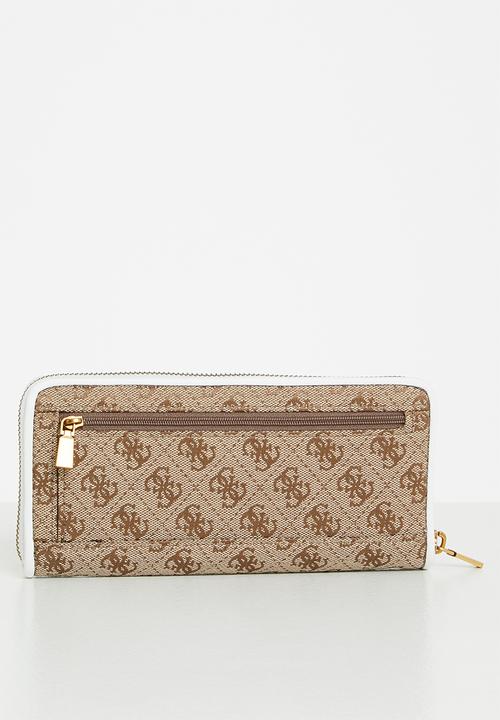 GUESS - Aviana slg large zip around - latte & white