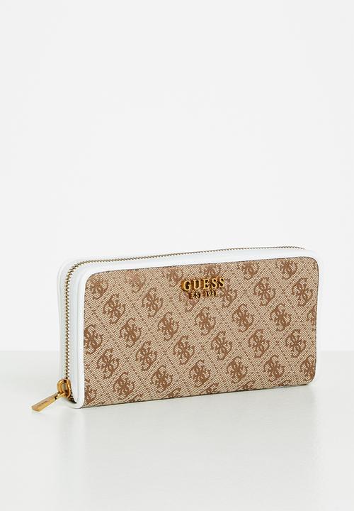 GUESS - Aviana slg large zip around - latte & white