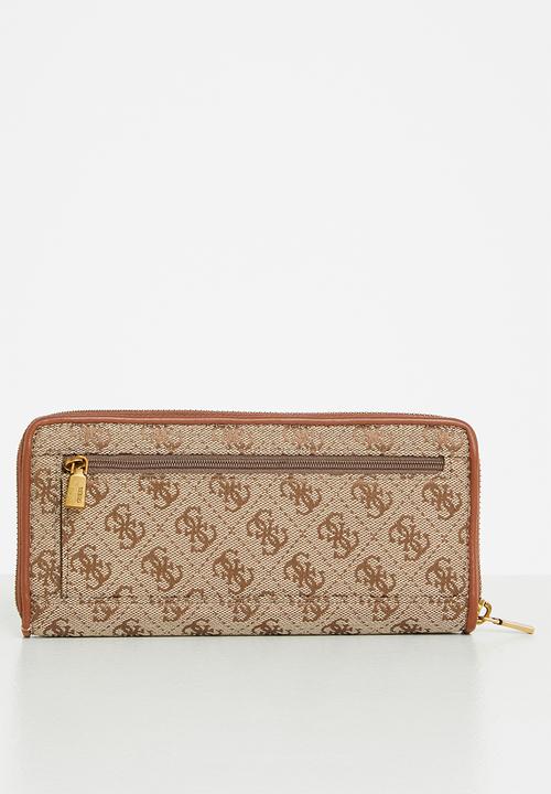 GUESS - Aviana slg large zip around - latte & cognac