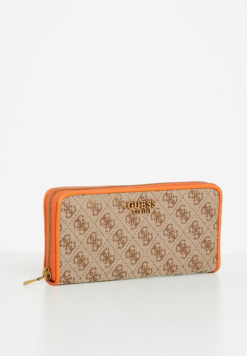 GUESS - Aviana slg large zip around - latte & orange