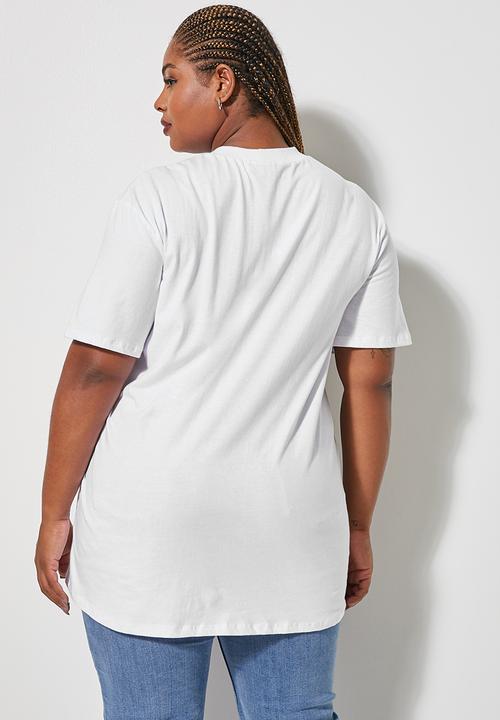 Superbalist - Longline graphic tee - white