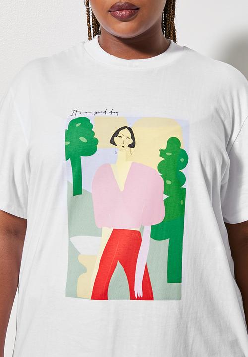 Superbalist - Longline graphic tee - white