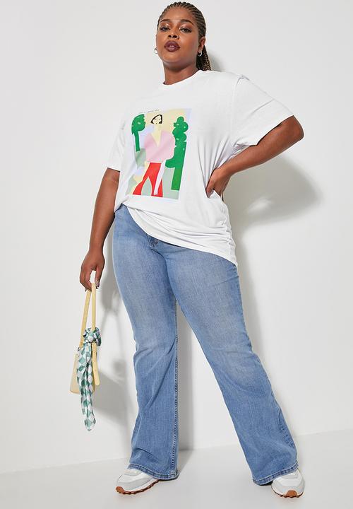 Superbalist - Longline graphic tee - white