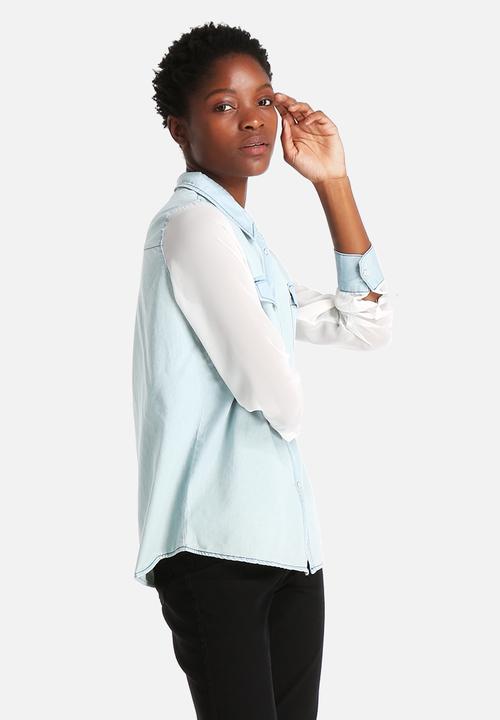 Noisy May - Ghost Denim Chiffon Shirt