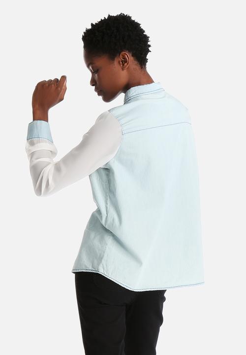 Noisy May - Ghost Denim Chiffon Shirt