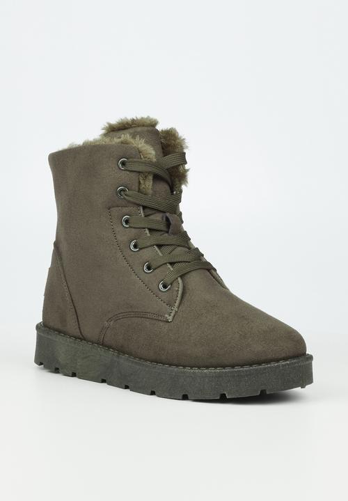 Miss Black - Rae4 lace-up ankle boot - olive