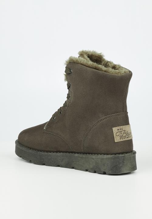 Miss Black - Rae4 lace-up ankle boot - olive