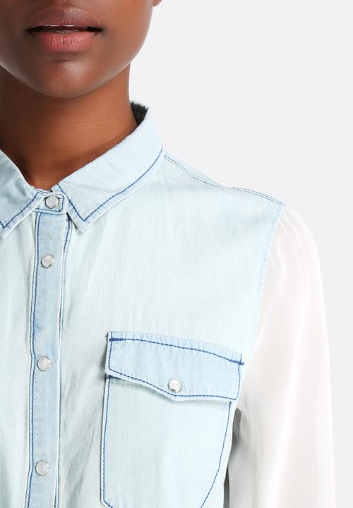 Noisy May - Ghost Denim Chiffon Shirt