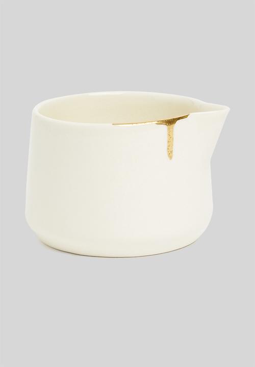 Urchin Art - Cirilla sugar pot and creamer set - cream & gold
