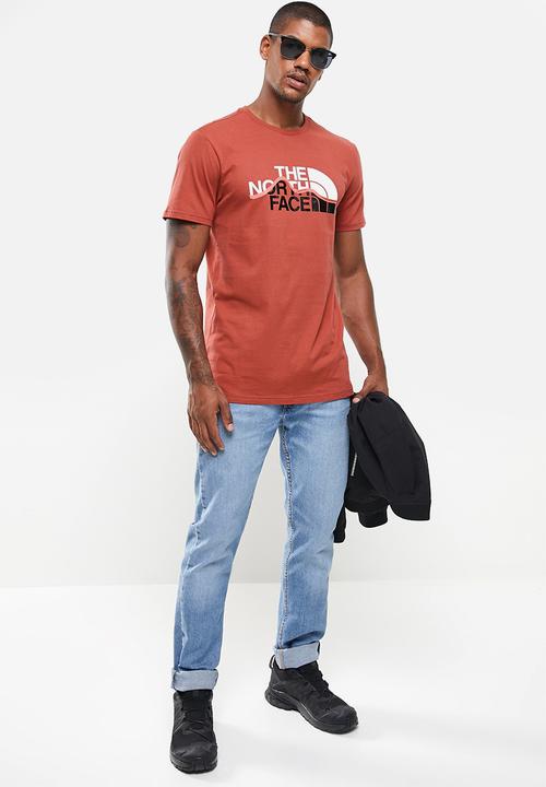 The North Face - M short sleeve mountain line tee - burgundy