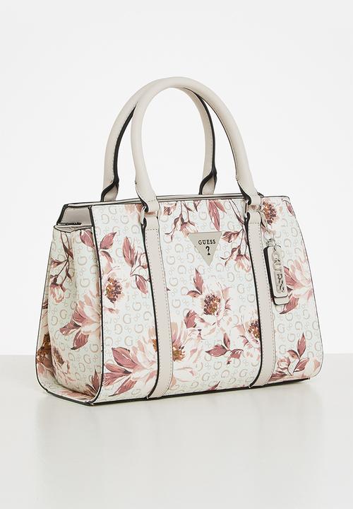 GUESS - Basira small satchel - white & brown 