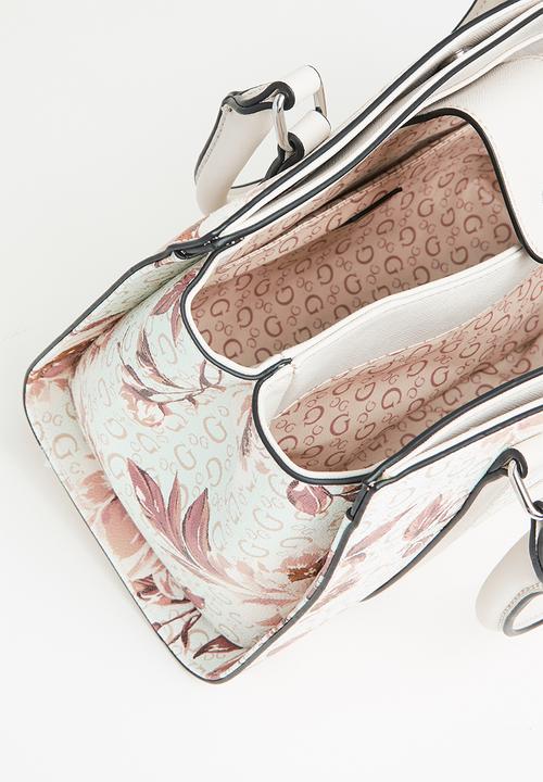 GUESS - Basira small satchel - white & brown 