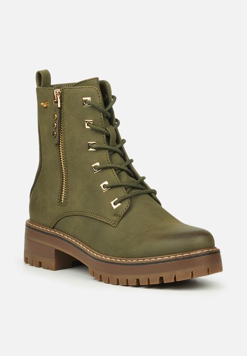 Miss Black - Fox5 lace-up ankle boot - olive