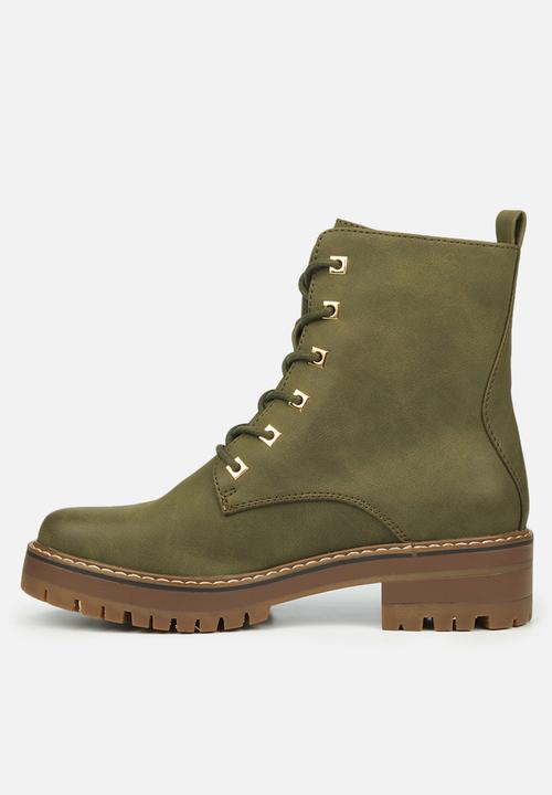 Miss Black - Fox5 lace-up ankle boot - olive