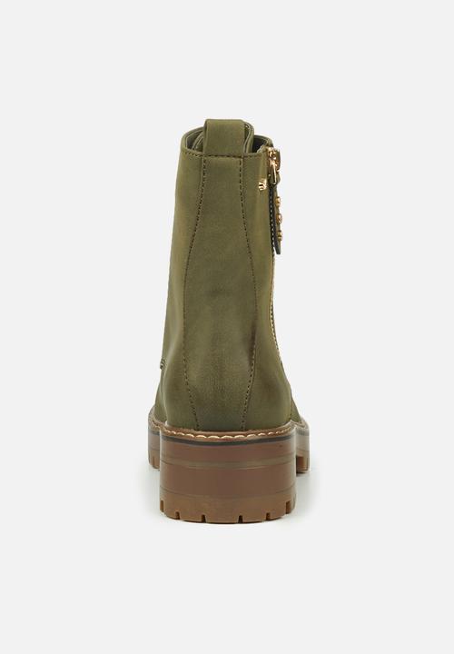 Miss Black - Fox5 lace-up ankle boot - olive