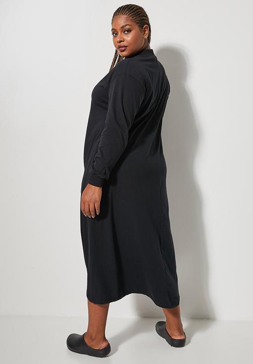 Superbalist - Long sleeve funnel neck trapeze dress - black