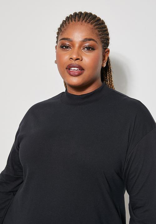 Superbalist - Long sleeve funnel neck trapeze dress - black