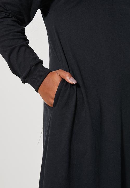 Superbalist - Long sleeve funnel neck trapeze dress - black