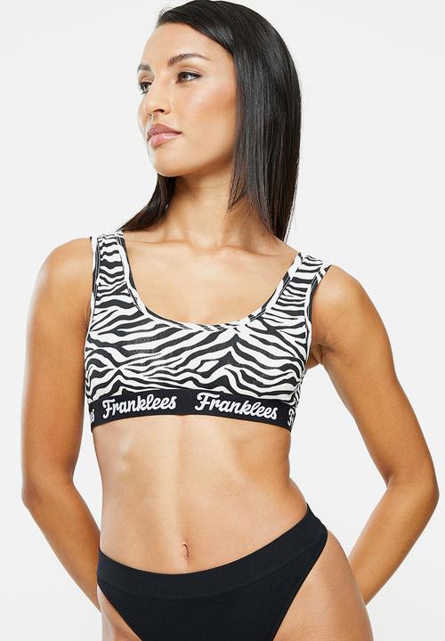 Franklees - Way outta line u-back bralette - white & black