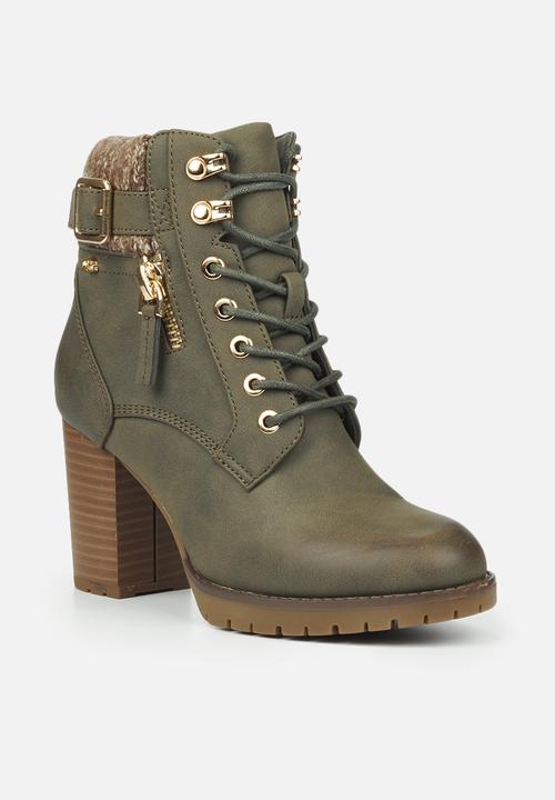 Miss Black - Delta1 lace-up ankle boot - olive