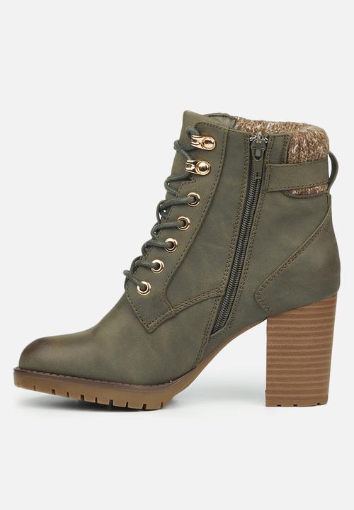 Miss Black - Delta1 lace-up ankle boot - olive