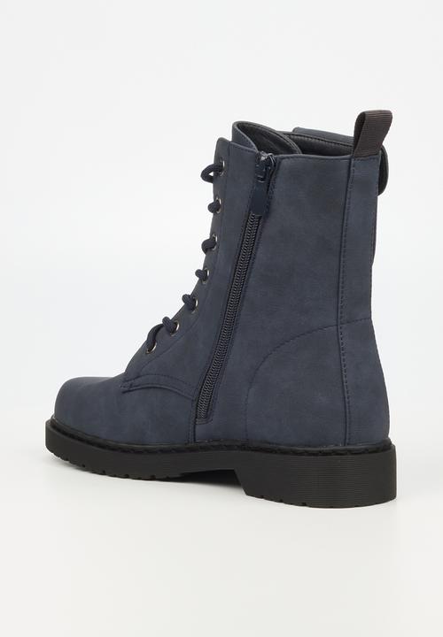 Miss Black - Rogue1 lace-up ankle boot - navy