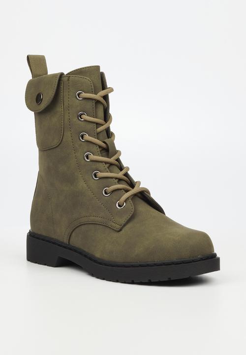 Miss Black - Rogue1 lace-up ankle boot - olive