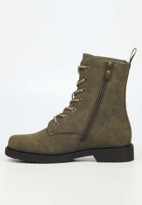 Miss Black - Rogue1 lace-up ankle boot - olive