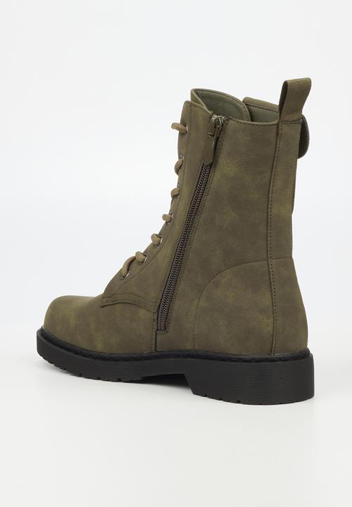 Miss Black - Rogue1 lace-up ankle boot - olive