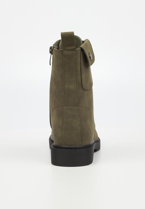 Miss Black - Rogue1 lace-up ankle boot - olive