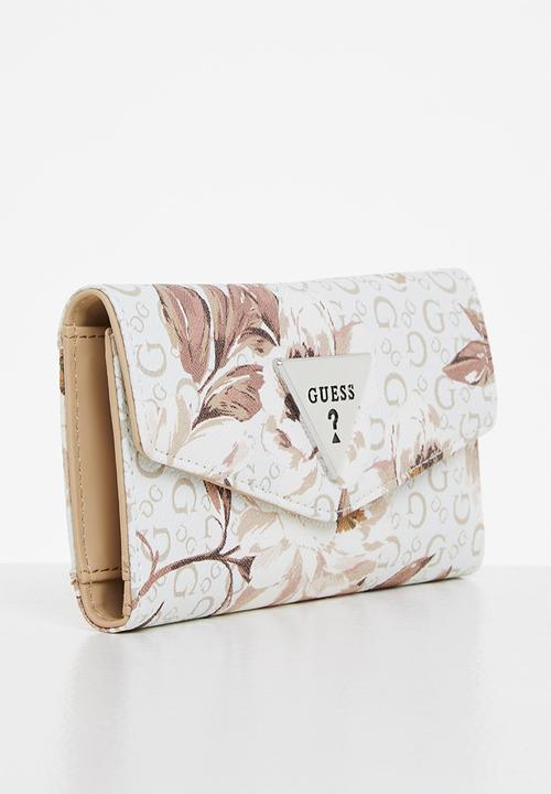 GUESS - Basira slg slim clutch - white & beige 