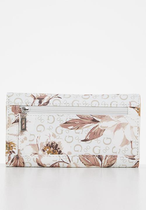 GUESS - Basira slg slim clutch - white & beige 