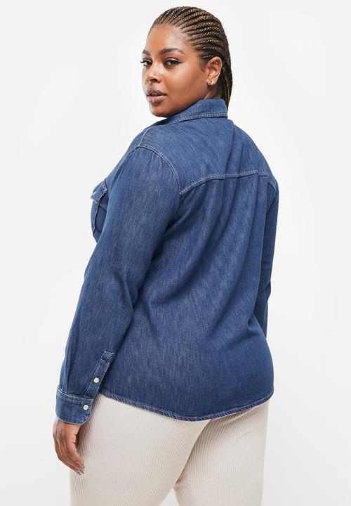 MANGO - Plus shirt julie - denim open blue