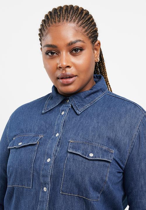 MANGO - Plus shirt julie - denim open blue