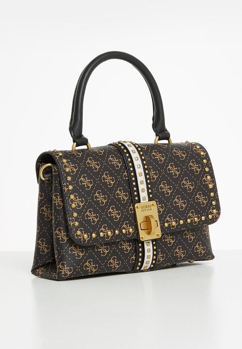 GUESS - Kasinta top handle flap - brown logo multi