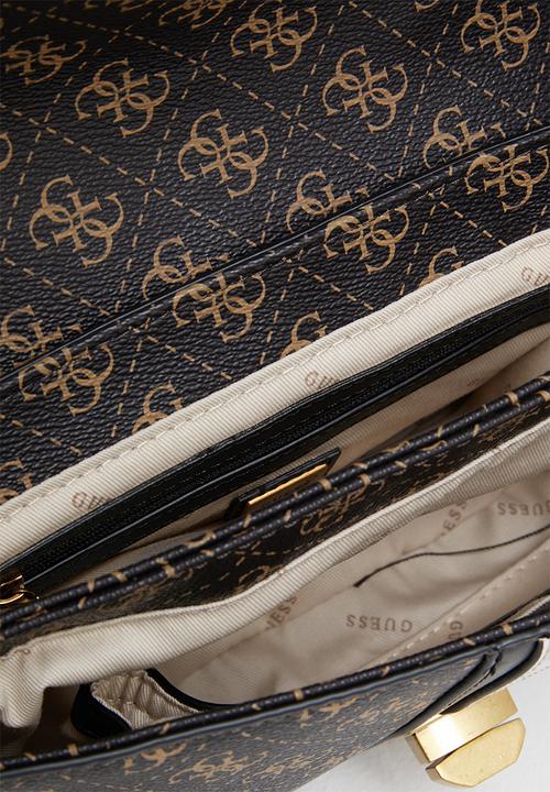 GUESS - Kasinta top handle flap - brown logo multi