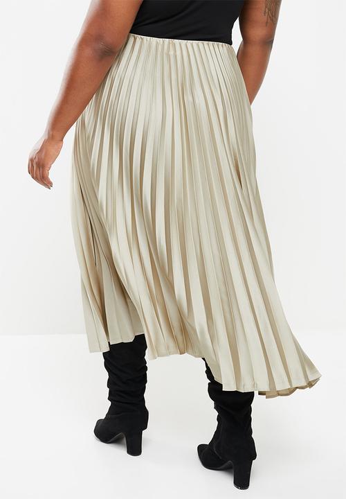 MANGO - Plus skirt plisado - light beige