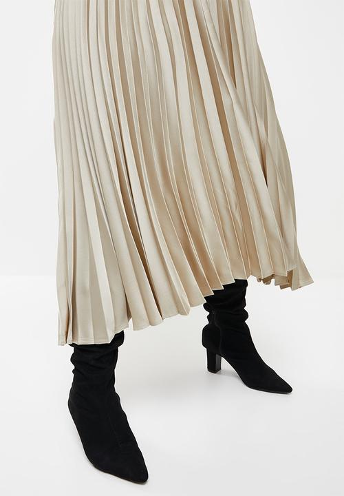 MANGO - Plus skirt plisado - light beige
